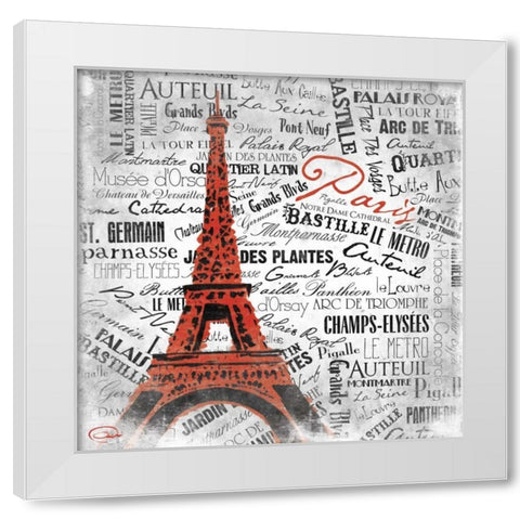 Eiffel White Modern Wood Framed Art Print by OnRei