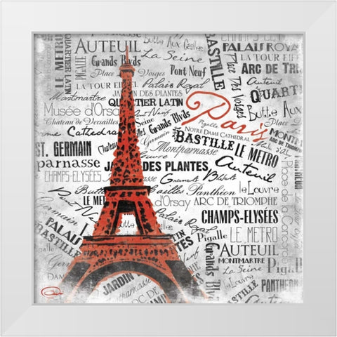 Eiffel White Modern Wood Framed Art Print by OnRei