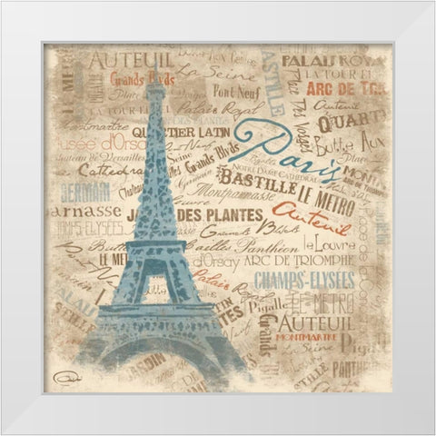 Paris SQ White Modern Wood Framed Art Print by OnRei