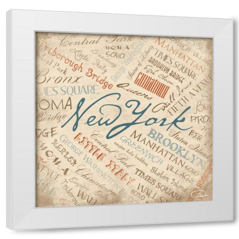 NY NY White Modern Wood Framed Art Print by OnRei