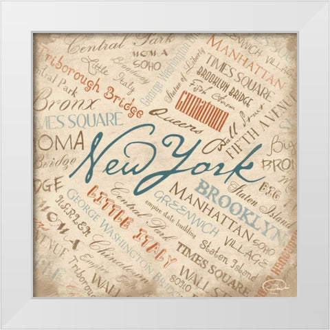 NY NY White Modern Wood Framed Art Print by OnRei