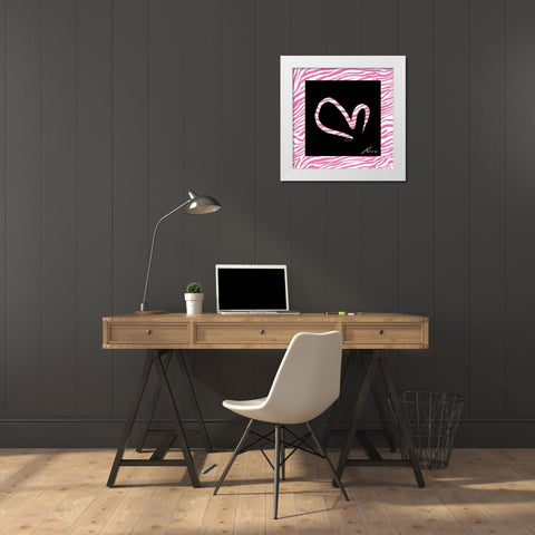 LOVE HOT PINK White Modern Wood Framed Art Print by OnRei