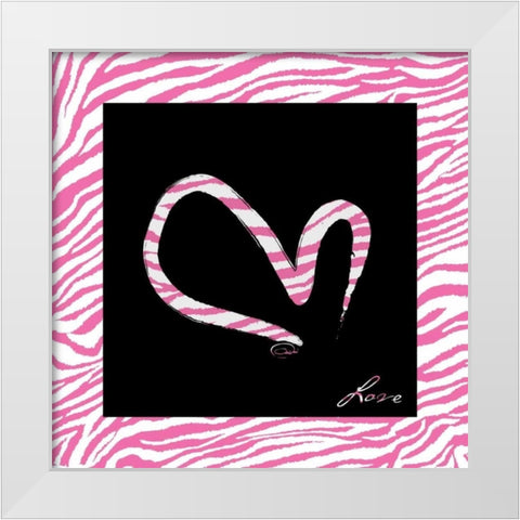 LOVE HOT PINK White Modern Wood Framed Art Print by OnRei