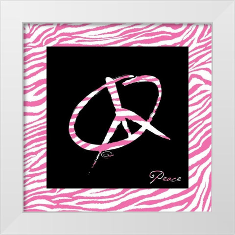 PEACE HOT PINK White Modern Wood Framed Art Print by OnRei