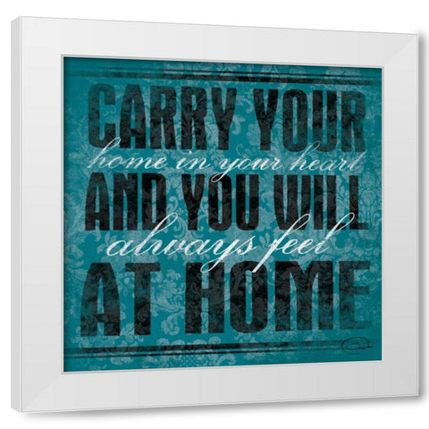 Carry  Your Teal White Modern Wood Framed Art Print by OnRei