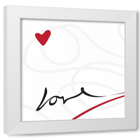 LITTLE BIT OF LOVE White Modern Wood Framed Art Print by OnRei