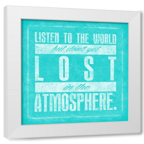 Atmosphere Teal White Modern Wood Framed Art Print by OnRei