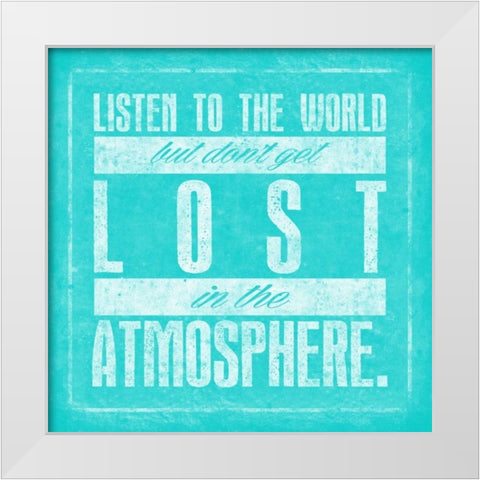 Atmosphere Teal White Modern Wood Framed Art Print by OnRei