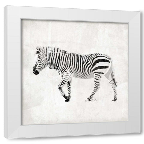 Zebra White Modern Wood Framed Art Print by OnRei