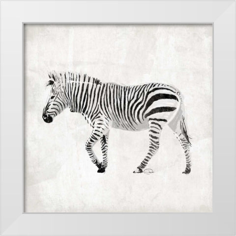 Zebra White Modern Wood Framed Art Print by OnRei