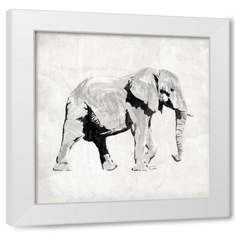 Elephant White Modern Wood Framed Art Print by OnRei