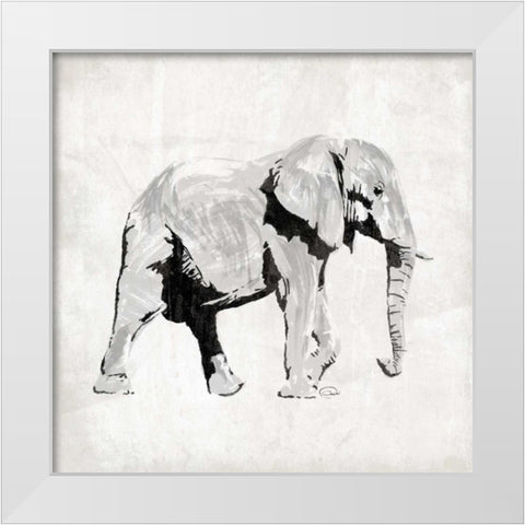 Elephant White Modern Wood Framed Art Print by OnRei