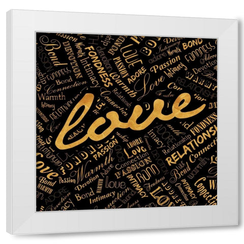 Gold Love White Modern Wood Framed Art Print by OnRei