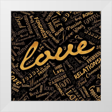 Gold Love White Modern Wood Framed Art Print by OnRei