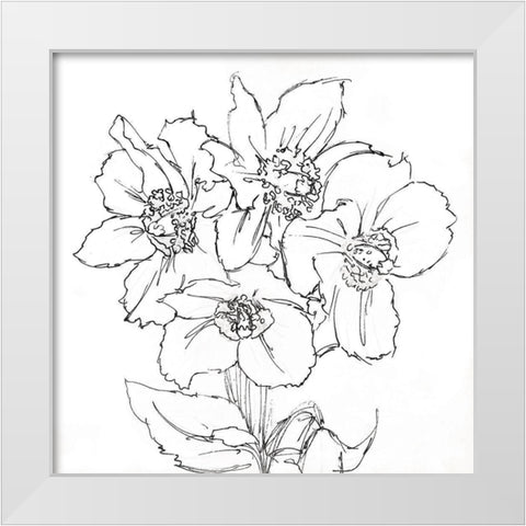 Floral Sketch BW White Modern Wood Framed Art Print by OnRei