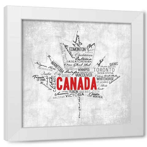 Canada Provinces White Modern Wood Framed Art Print by OnRei