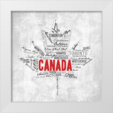 Canada Provinces White Modern Wood Framed Art Print by OnRei