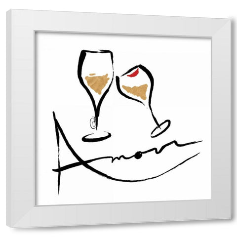 AMOUR Champagne White Modern Wood Framed Art Print by OnRei