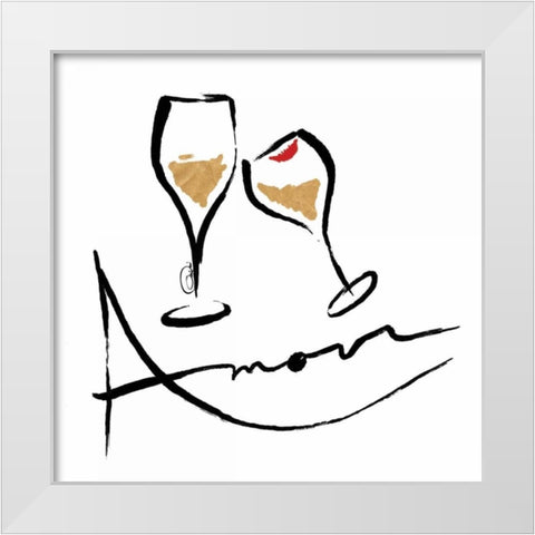 AMOUR Champagne White Modern Wood Framed Art Print by OnRei