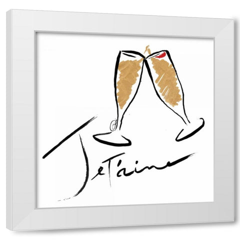 Jetaime Champagne White Modern Wood Framed Art Print by OnRei