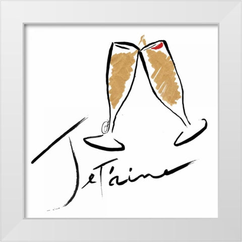 Jetaime Champagne White Modern Wood Framed Art Print by OnRei