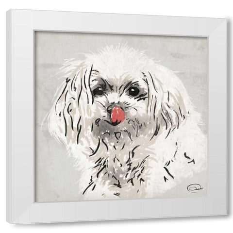 Wet Nose White Modern Wood Framed Art Print by OnRei