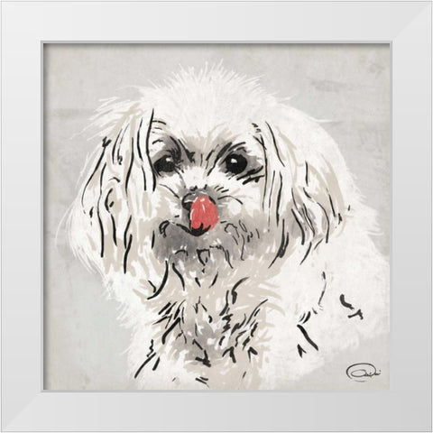 Wet Nose White Modern Wood Framed Art Print by OnRei