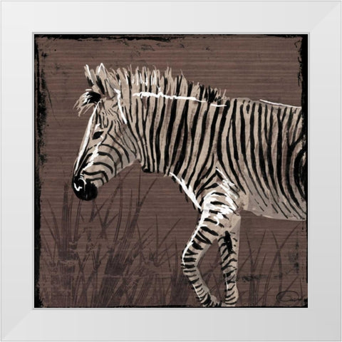 Zebra Walk Brown White Modern Wood Framed Art Print by OnRei