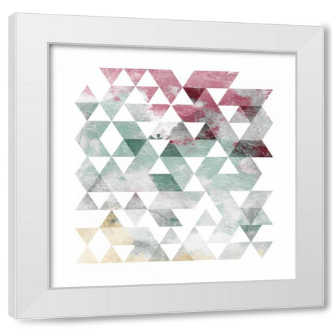 Rose Marble Triangles White Modern Wood Framed Art Print by OnRei