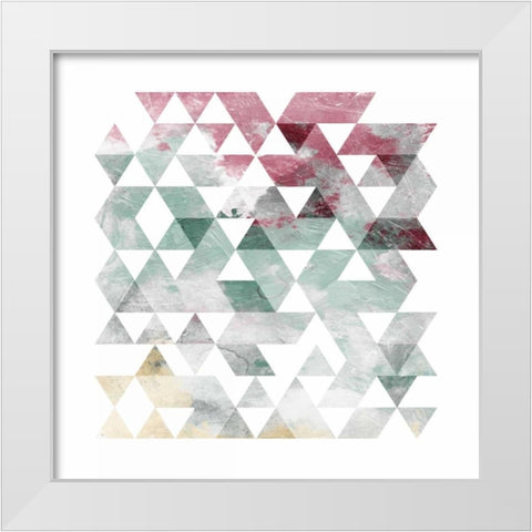 Rose Marble Triangles White Modern Wood Framed Art Print by OnRei