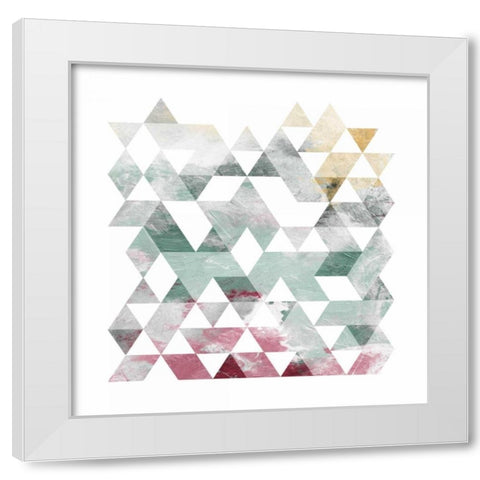 Rose Marble Triangles Mate White Modern Wood Framed Art Print by OnRei