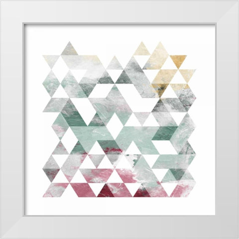 Rose Marble Triangles Mate White Modern Wood Framed Art Print by OnRei