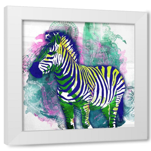 Zebra Henna White Modern Wood Framed Art Print by OnRei