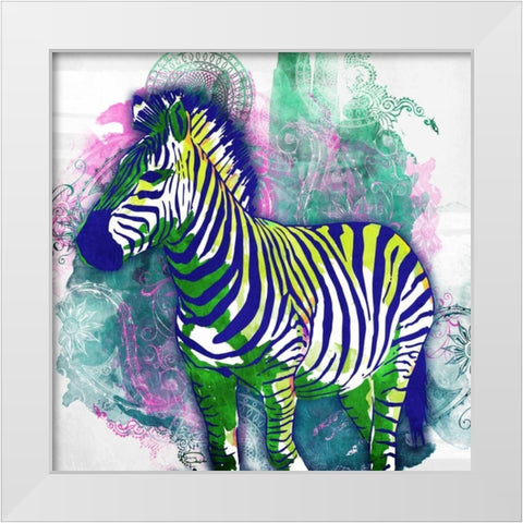 Zebra Henna White Modern Wood Framed Art Print by OnRei