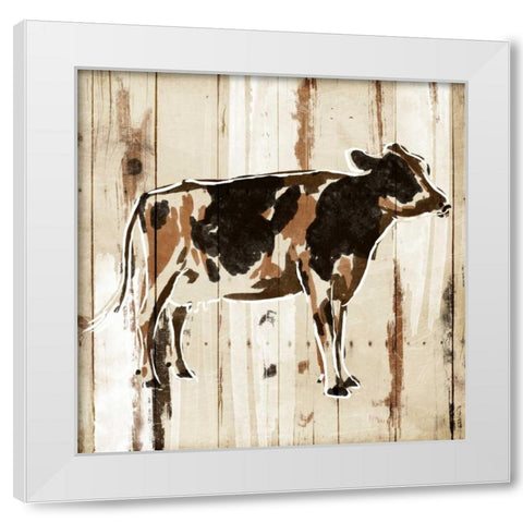 How Now Brown Cow White Modern Wood Framed Art Print by OnRei