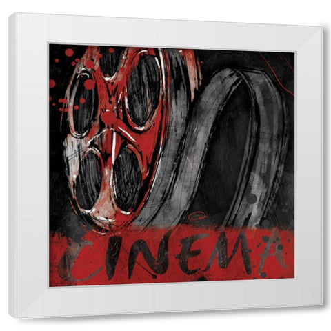 Sketched Cinema White Modern Wood Framed Art Print by OnRei