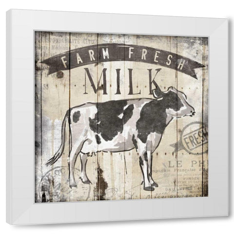 Farm Fresh Milk White Modern Wood Framed Art Print by OnRei