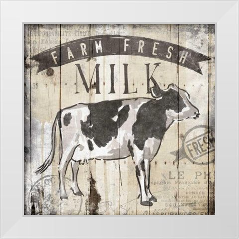 Farm Fresh Milk White Modern Wood Framed Art Print by OnRei