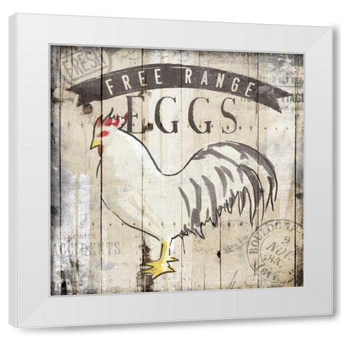 Free Range Eggs White Modern Wood Framed Art Print by OnRei