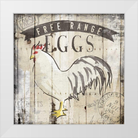 Free Range Eggs White Modern Wood Framed Art Print by OnRei