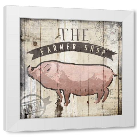 The Farmer Shop White Modern Wood Framed Art Print by OnRei