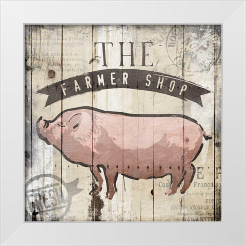 The Farmer Shop White Modern Wood Framed Art Print by OnRei