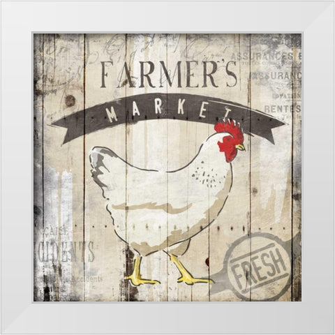 Farmers Market White Modern Wood Framed Art Print by OnRei