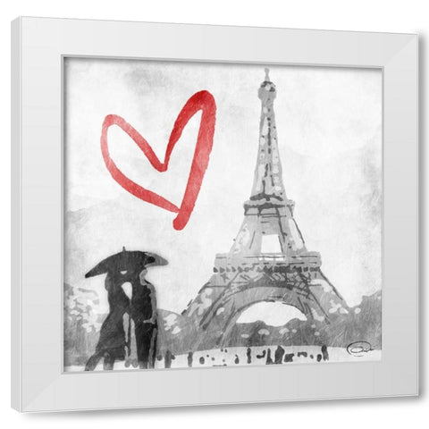 Love In Paris White Modern Wood Framed Art Print by OnRei