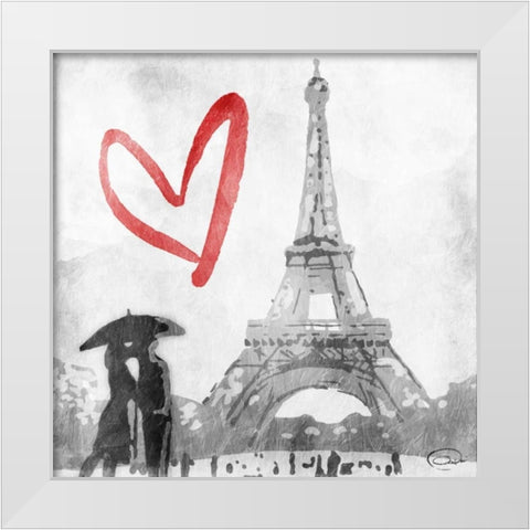 Love In Paris White Modern Wood Framed Art Print by OnRei