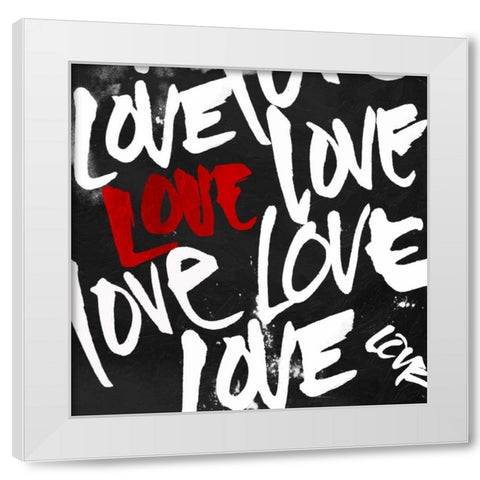 Love Love Love White Modern Wood Framed Art Print by OnRei