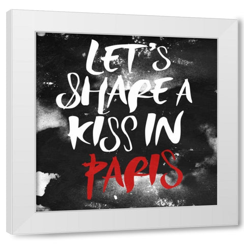 Kiss In Paris White Modern Wood Framed Art Print by OnRei