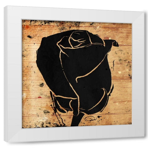 Ink Rose White Modern Wood Framed Art Print by OnRei