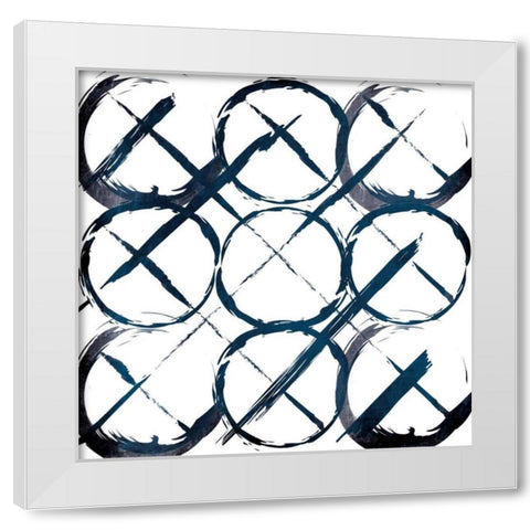 XOXO Blue White Modern Wood Framed Art Print by OnRei