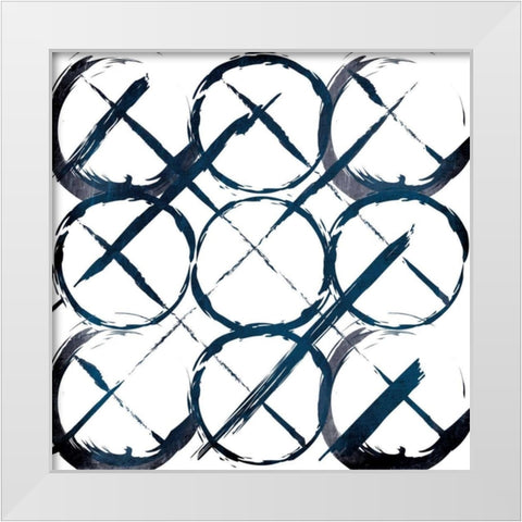 XOXO Blue White Modern Wood Framed Art Print by OnRei